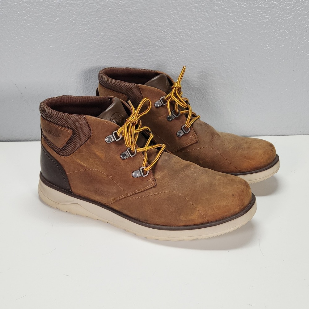 Merrell Epiction Boulder Mens 13 Brown Sugar Leather Chukka Boots Lace Up J23679